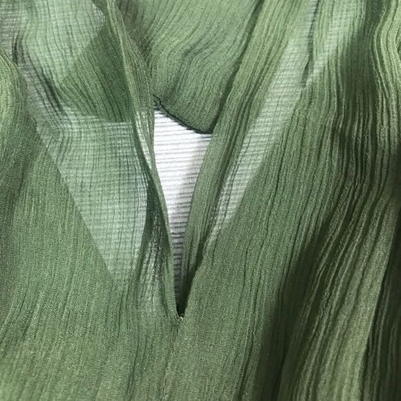 Maggy London Green Crepey Halter Beaded Gown Dress - Picture 9 of 13